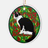 Tuxedo Cat Baroque Keramisch Ornament (Links)