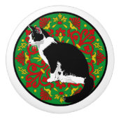 Tuxedo Cat Baroque Keramische Knop (Voorkant)