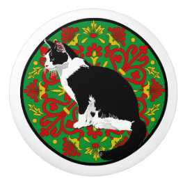 Tuxedo Cat Baroque Keramische Knop