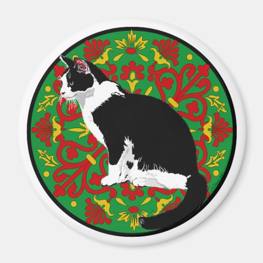 Tuxedo Cat Baroque Magneet (Voorkant)