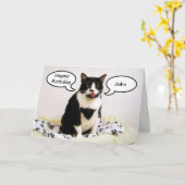 Tuxedo Cat Birthday John Humor Card Kaart (Gele Bloem)