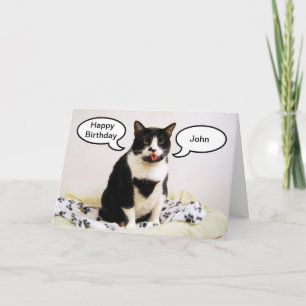 Tuxedo Cat Birthday John Humor Card Kaart