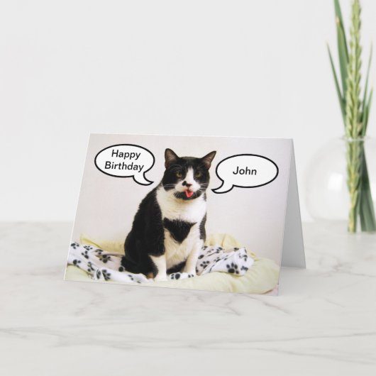 Tuxedo Cat Birthday John Humor Card Kaart (Voorkant)
