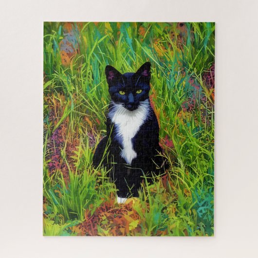 Tuxedo Cat Black and White Cat Pop Art Puzzle Legpuzzel (Verticaal)