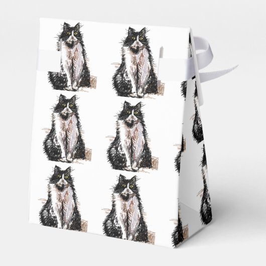 Tuxedo Cat Black Birthday Cats Cake Favor Box Bedankdoosjes (Achterkant)