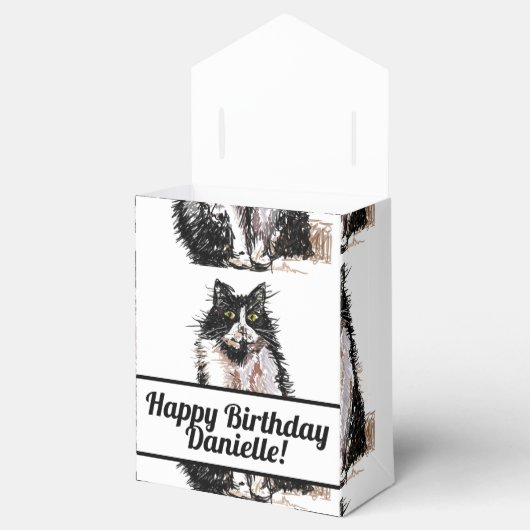 Tuxedo Cat Black Birthday Cats Cake Favor Box Bedankdoosjes (Geopend)