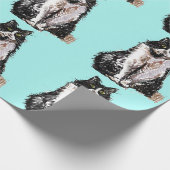 Tuxedo Cat Black en White Cats Aqua turquoise Cadeaupapier (Hoek)