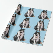 Tuxedo Cat Black en White Cats Blue Lovers Cadeaupapier (Uitgerold)