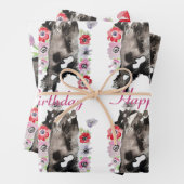 Tuxedo Cat Black en White Cats Funny Floral Inpakpapier Vel (In situ)