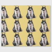 Tuxedo Cat Black en White Cats Yellow Lovers Cadeaupapier (Vlak)