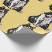 Tuxedo Cat Black en White Cats Yellow Lovers Cadeaupapier (Hoek)