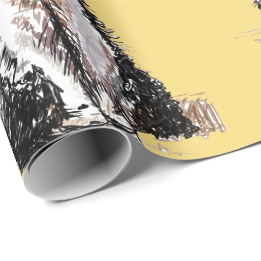 Tuxedo Cat Black en White Cats Yellow Lovers Cadeaupapier (Rol Hoek)