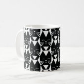 Tuxedo Cat Black en White Geometric Pattern Koffiemok (Voorkant links)