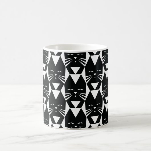 Tuxedo Cat Black en White Geometric Pattern Koffiemok (Center)