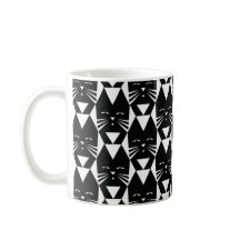Tuxedo Cat Black en White Geometric Pattern