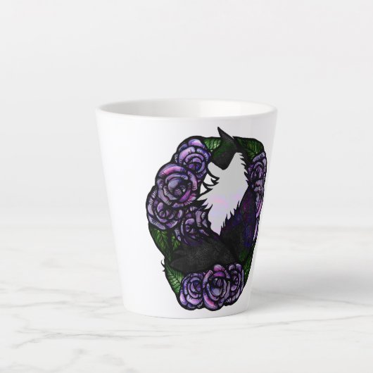 Tuxedo Cat Black en witte katten Latte Mok (Voorkant)