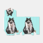 Tuxedo Cat Black White Cats Birthday Turquoise Bedankdoosjes (Uitgevouwen)