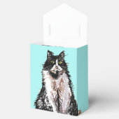 Tuxedo Cat Black White Cats Birthday Turquoise Bedankdoosjes (Geopend)