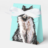 Tuxedo Cat Black White Cats Birthday Turquoise Bedankdoosjes (Voorkant Zijde)