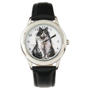 Tuxedo Cat Black White Cats Cute Pet Girls Watch Horloge
