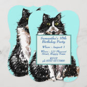 Tuxedo Cat Black White Cute Cats 16th Birthday Kaart (Voorkant / Achterkant)
