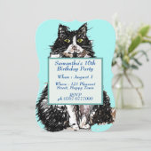 Tuxedo Cat Black White Cute Cats 16th Birthday Kaart (Staand voorkant)