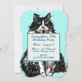 Tuxedo Cat Black White Cute Cats 16th Birthday Kaart