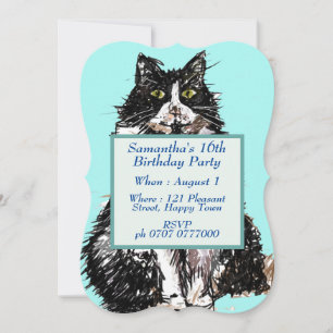 Tuxedo Cat Black White Cute Cats 16th Birthday Kaart