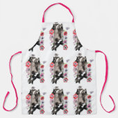 Tuxedo Cat Black White Funny Cute Cats Floral Apro Schort (Voorkant)