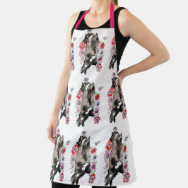 Tuxedo Cat Black White Funny Cute Cats Floral Apro Schort