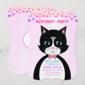 Tuxedo Cat Boy Verjaardagsfeestje Uitnodiging (Voorkant / Achterkant)