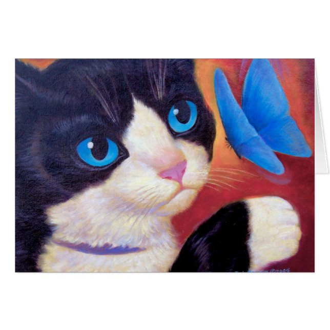 Tuxedo Cat Butterfly Painting - Multi (Voorkant Horizontaal)