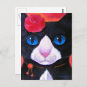 Tuxedo Cat Butterfly Painting - Multi Briefkaart (Voorkant / Achterkant)