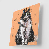 Tuxedo Cat Cats Art Animal Childs Nursery Room Squ Vierkante Klok (Hoek)