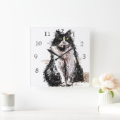 Tuxedo Cat Cats Art Animal Childs Nursery Room Vierkante Klok (Huis)