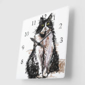 Tuxedo Cat Cats Art Animal Childs Nursery Room Vierkante Klok (Hoek)