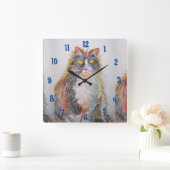 Tuxedo Cat Cats Art Animal Childs Room Clock Vierkante Klok (Huis)