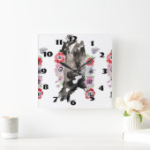 Tuxedo Cat Cats Art Animal Childs Room Clock Vierkante Klok (Huis)