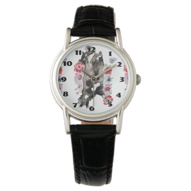 Tuxedo Cat Cats Art Animal Childs Room Watch Horloge (Voorkant)