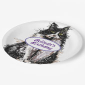 Tuxedo Cat Cats Black White Birthday Party Bord (Gekanteld)