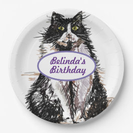 Tuxedo Cat Cats Black White Birthday Party Bord