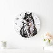 Tuxedo Cat Cats Cute Waterverf Painting Clock Grote Klok (Huis)