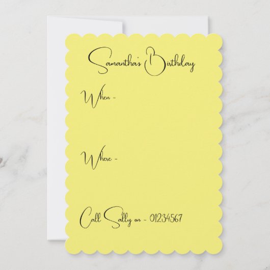 Tuxedo Cat Cats Gele Verjaardag Uitnodiging (Achterkant)