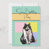 Tuxedo Cat Cats Jongens Verjaardagsfeestje Uitnodi Kaart (Voorkant)