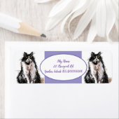 Tuxedo Cat Cats Paarse retour adreslabels Etiket (Insitu)