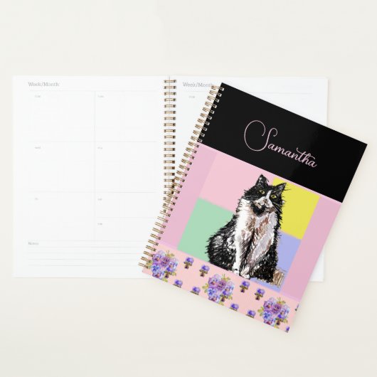 Tuxedo Cat Cats Pastel Roze Meisjes Planner (Display)
