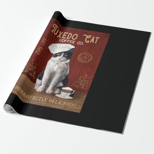 Tuxedo Cat Chef Coffee Love Tuxedo Lover Cat Life Cadeaupapier (Uitgerold)