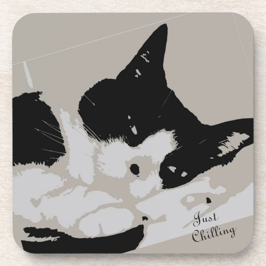 Tuxedo Cat Chilling Bier Onderzetter (Voorkant)