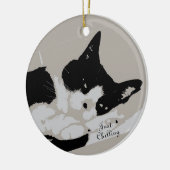Tuxedo Cat Chilling Keramisch Ornament (Links)