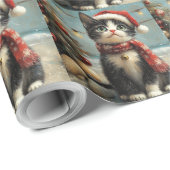 Tuxedo Cat Christmas Beach Cadeaupapier (Rol Hoek)